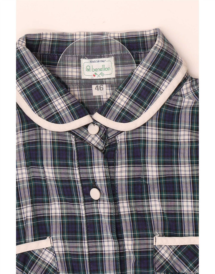 Benetton Womens Shirt IT 46 Large Green Plaid