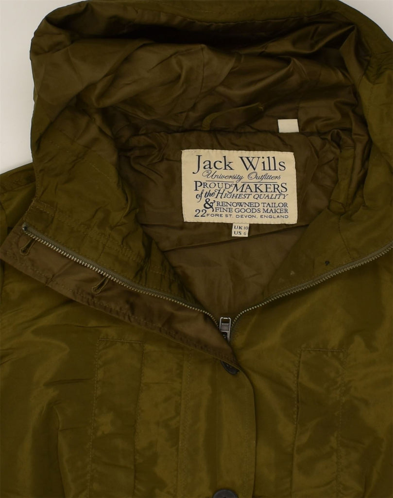 JACK WILLS Womens Hooded Parka Jacket UK 10 Small Khaki Polyester | Vintage Jack Wills | Thrift | Second-Hand Jack Wills | Used Clothing | Messina Hembry 