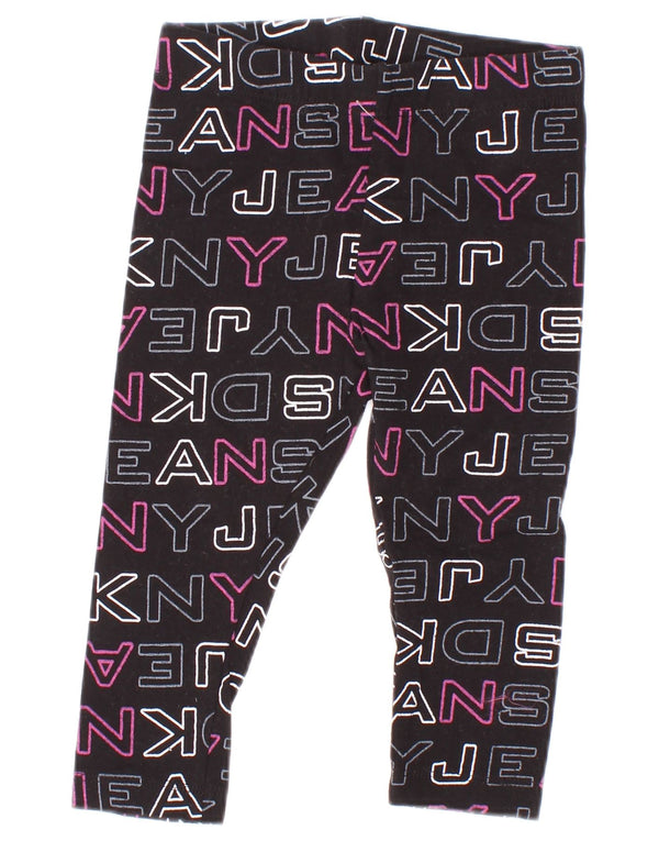Dkny Baby Girls Graphic Leggings 9-12 Months Black Cotton