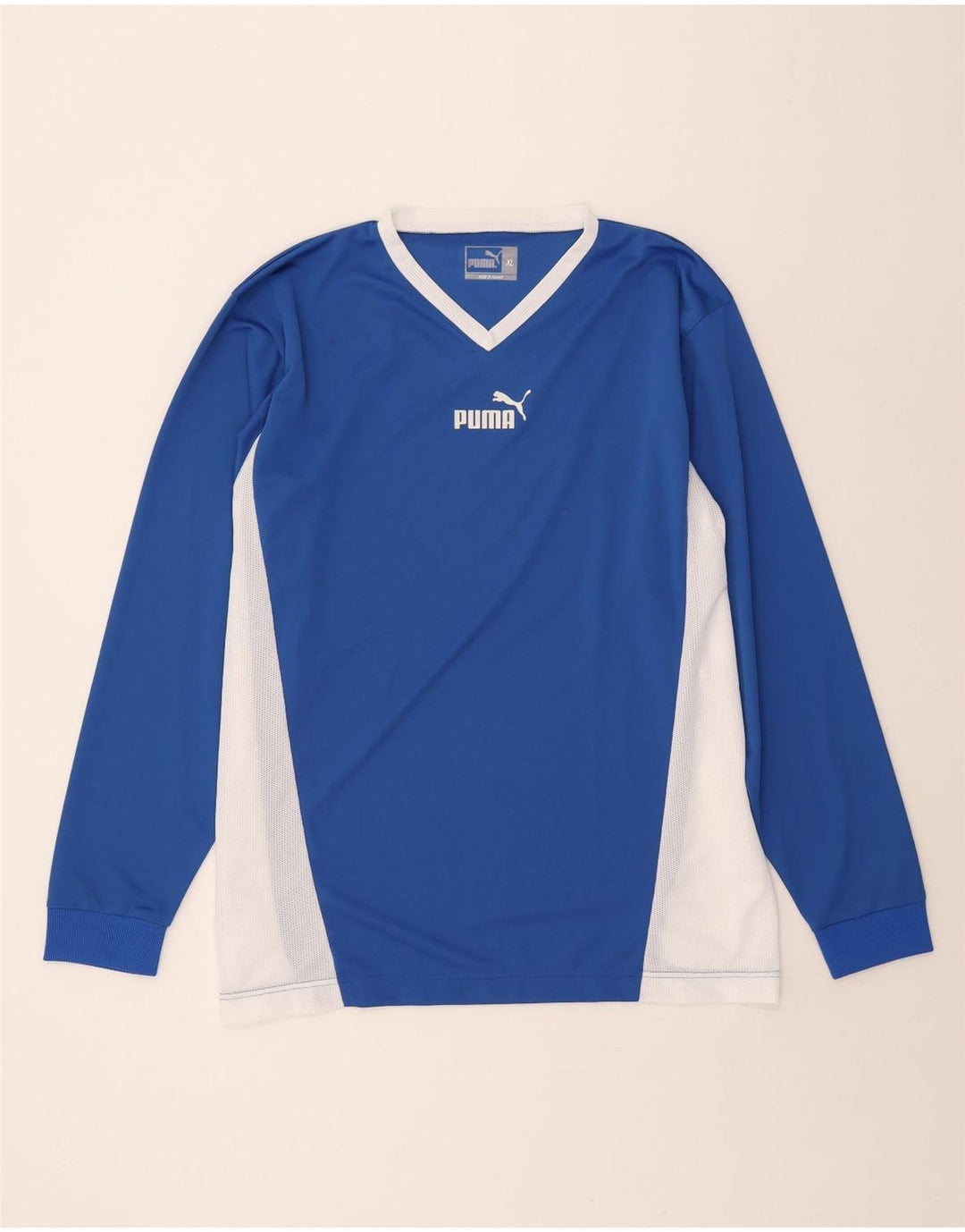 PUMA Mens Top Long Sleeve XL Blue Colourblock Polyester Vintage Puma and Second-Hand Puma from Messina Hembry 