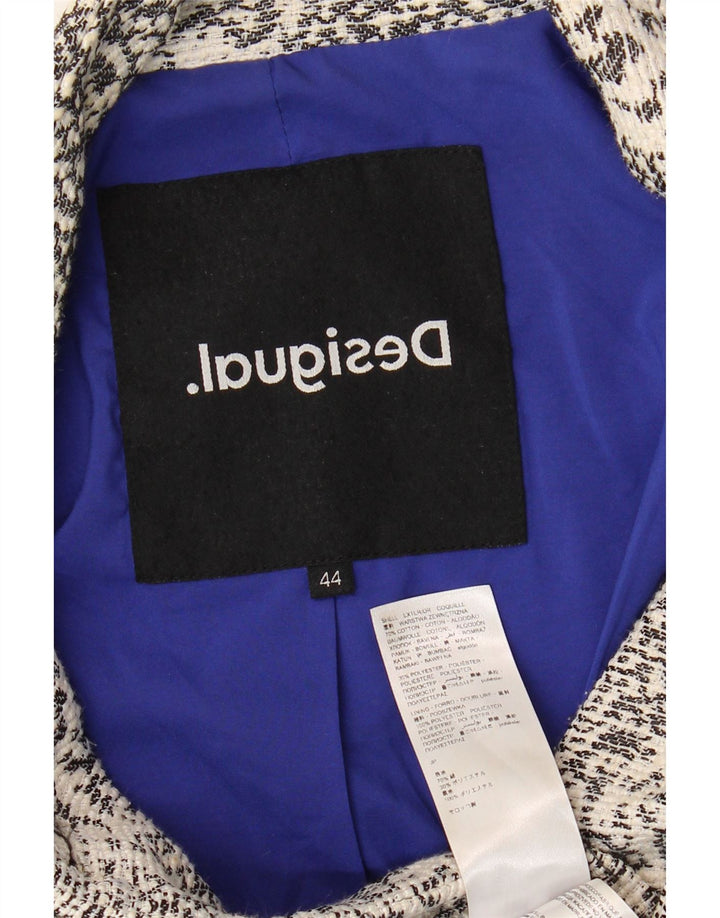 Desigual Womens Abstract Pattern Overcoat EU 44 XL White Cotton