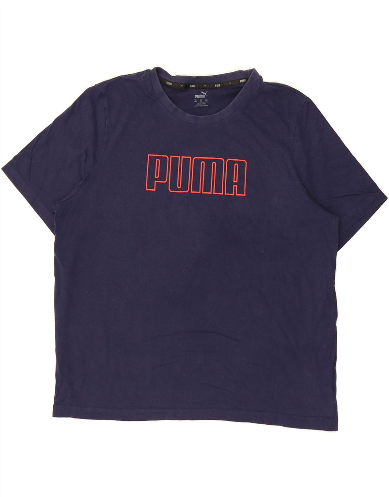 PUMA Mens Graphic T-Shirt Top 2XL Navy Blue Cotton Vintage Puma and Second-Hand Puma from Messina Hembry 
