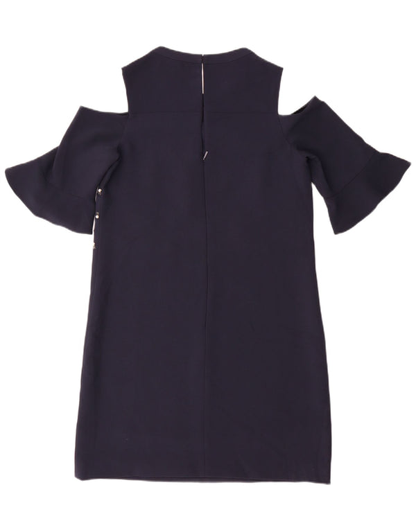 Whistles Womens Off Shoulder Dress UK 10 Small Navy Blue Polyester