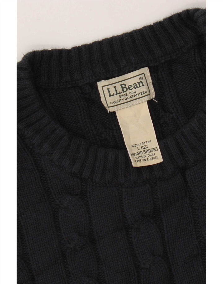 L.L.Bean Womens Oversized Crew Neck Jumper Sweater UK 16 Large Navy Blue