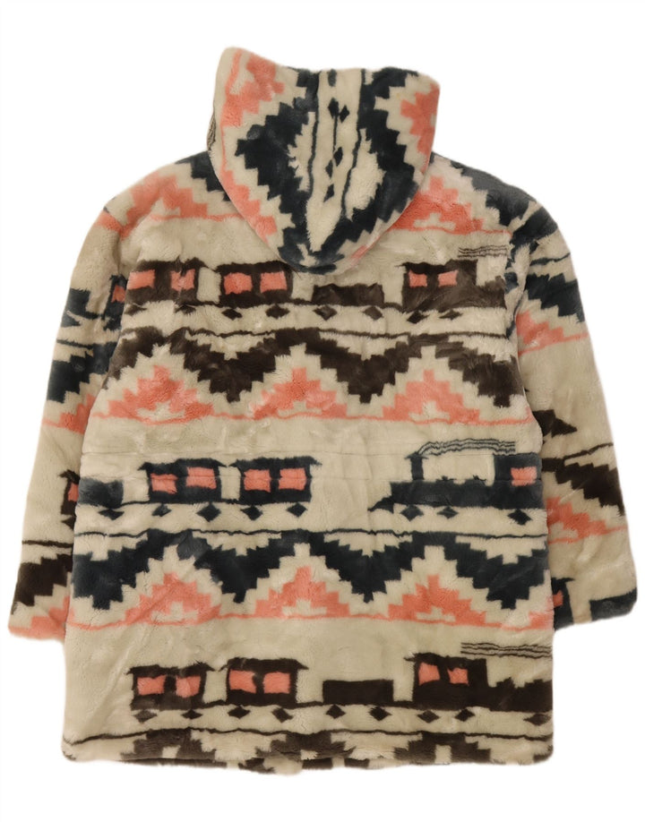 Vintage Womens Oversized Overcoat IT 42 Medium Off White Geometric Aztec
