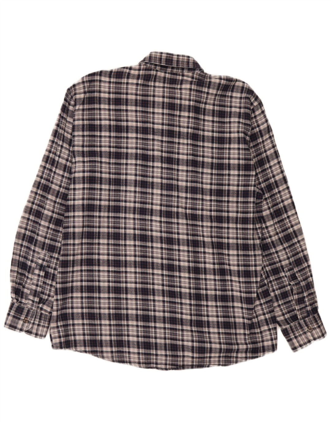 European Project Mens Flannel Shirt Medium Navy Blue Check Cotton