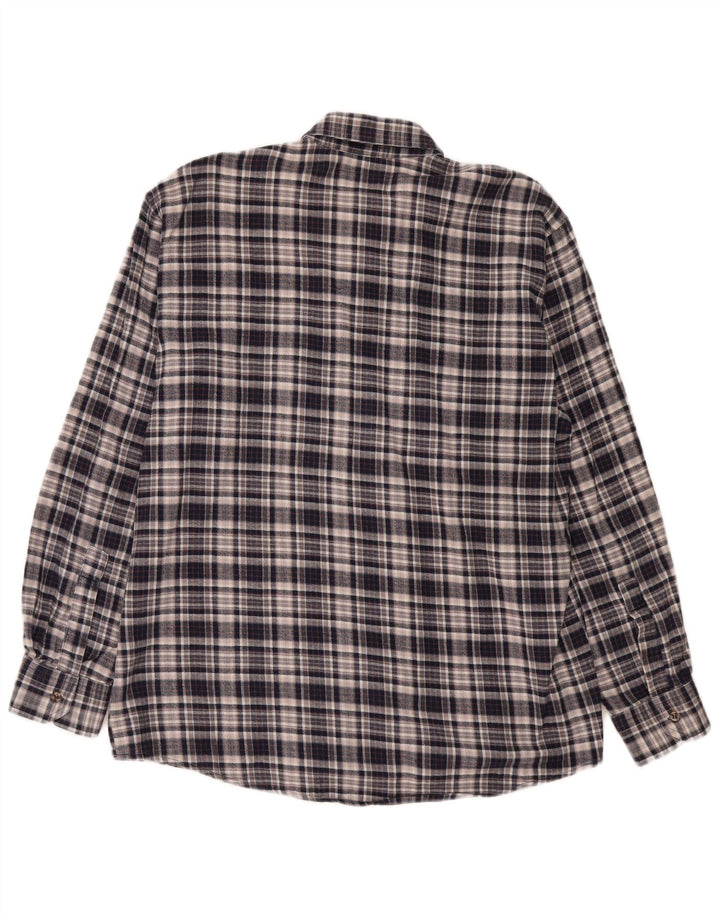 European Project Mens Flannel Shirt Medium Navy Blue Check Cotton