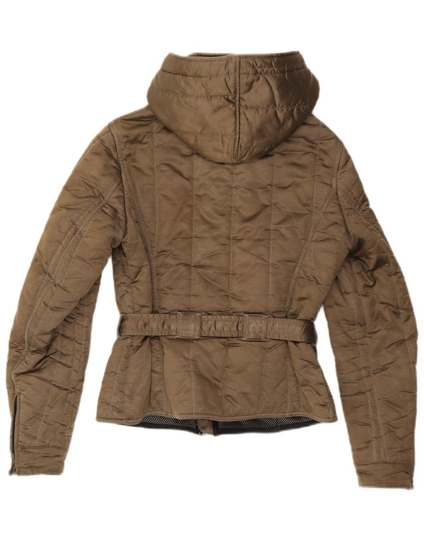Refrigiwear Womens Hooded Quilted Jacket UK 14 Medium Brown Polyamide