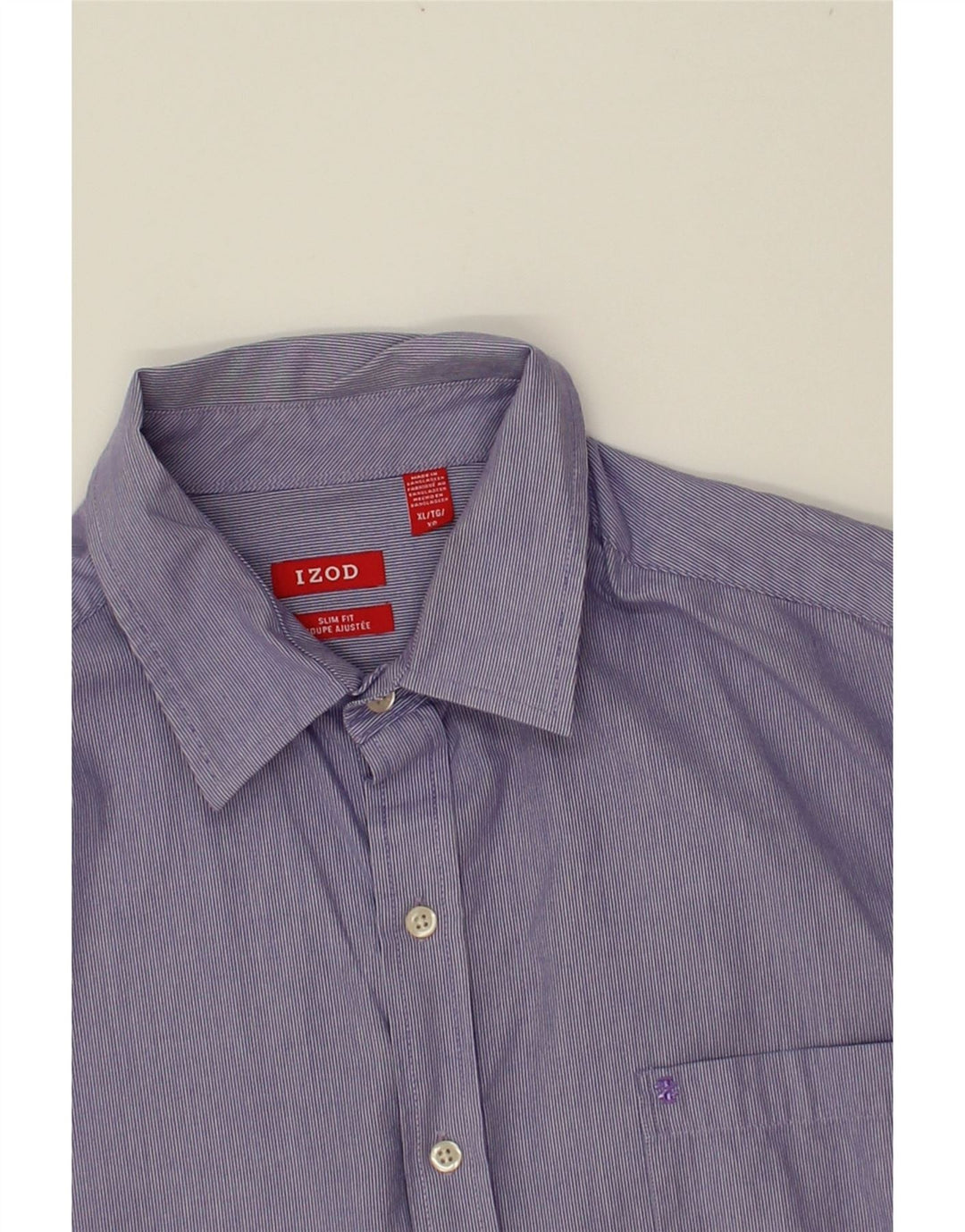 IZOD Mens Slim Fit Shirt XL Blue Striped Cotton Vintage Izod and Second-Hand Izod from Messina Hembry 