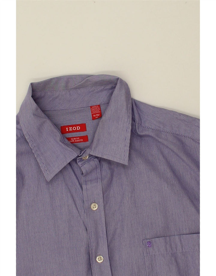 IZOD Mens Slim Fit Shirt XL Blue Striped Cotton Vintage Izod and Second-Hand Izod from Messina Hembry 