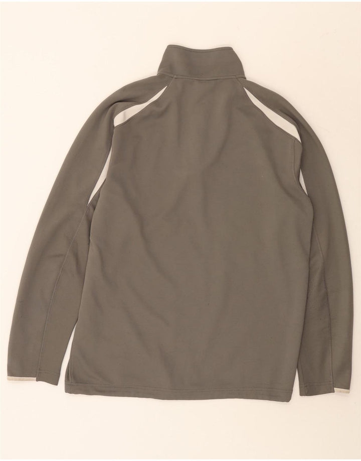 Asics Mens Zip Neck Pullover Tracksuit Top Large Grey Colourblock Polyester