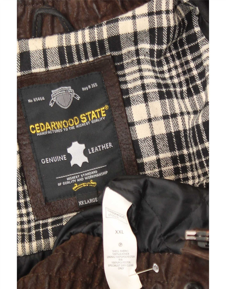 Cedarwood State Mens Leather Jacket UK 44 2XL Brown