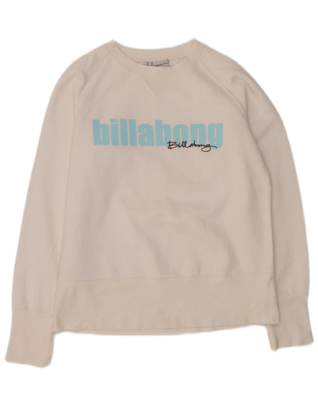 BILLABONG Womens Graphic Sweatshirt Jumper UK 12 Medium White Polyester