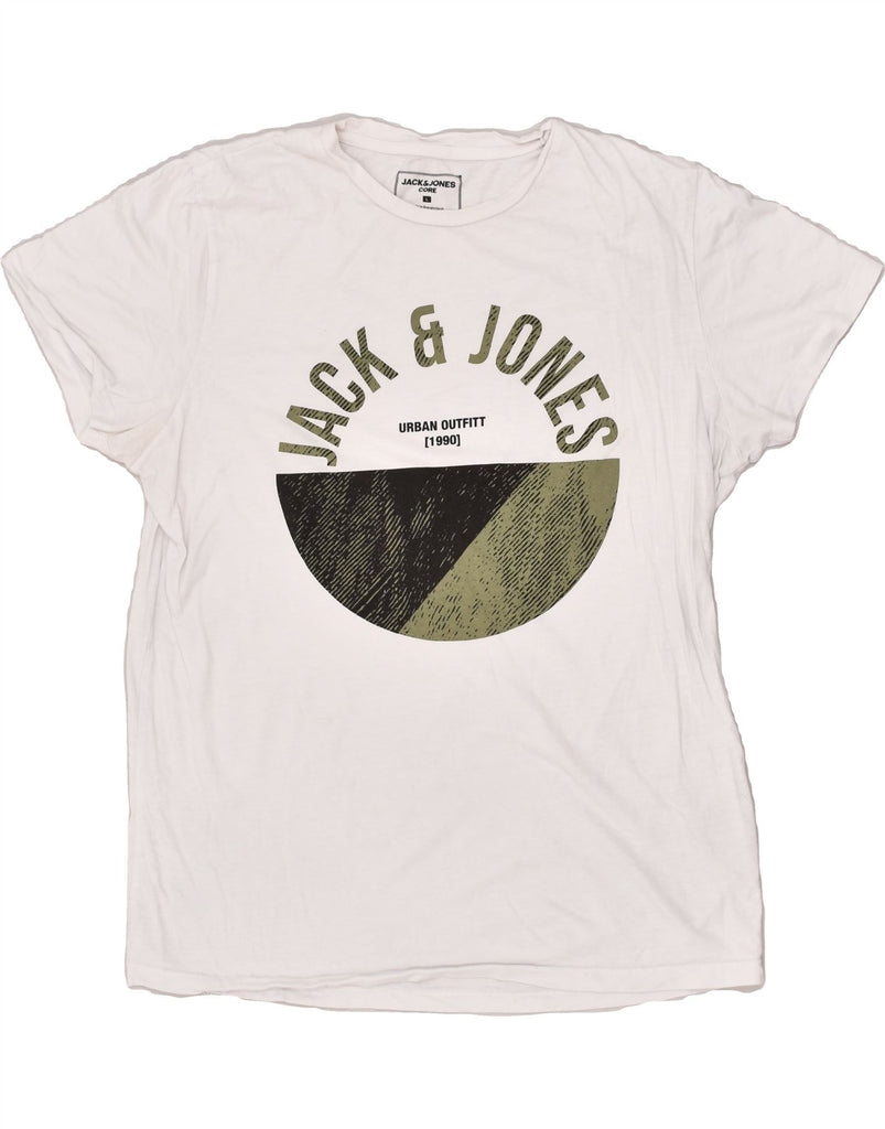 JACK & JONES Mens Graphic T-Shirt Top Large White Cotton | Vintage Jack & Jones | Thrift | Second-Hand Jack & Jones | Used Clothing | Messina Hembry 