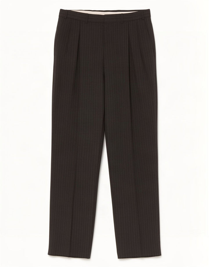 Marks & Spencer Mens Pegged Suit Trousers W36 L33 Grey Pinstripe Polyester