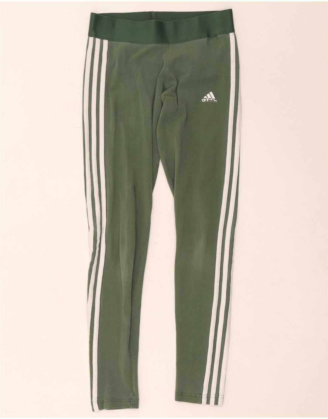 Adidas Womens Leggings UK 8/10 Small  Green Cotton