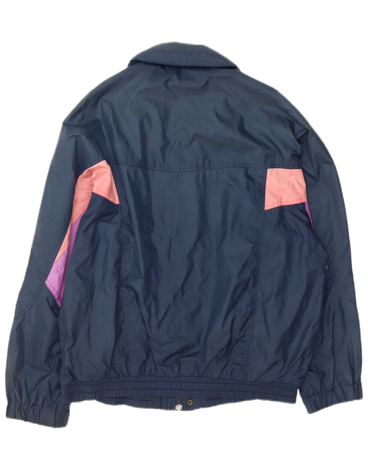 Brugi Mens Bomber Jacket UK 38 Medium Navy Blue Colourblock Polyester