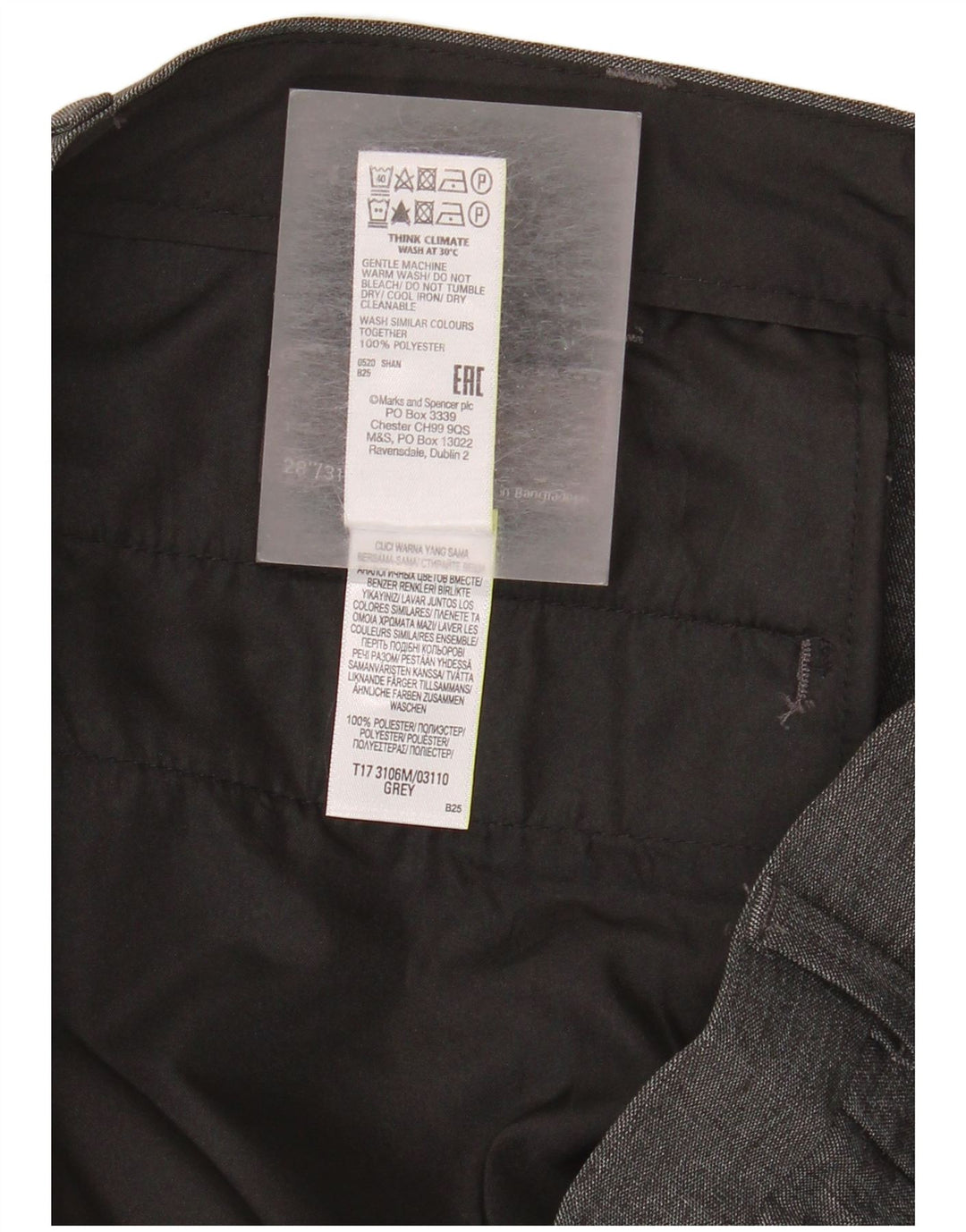 Marks & Spencer Mens Slim Chino Trousers W28 L31 Grey Polyester