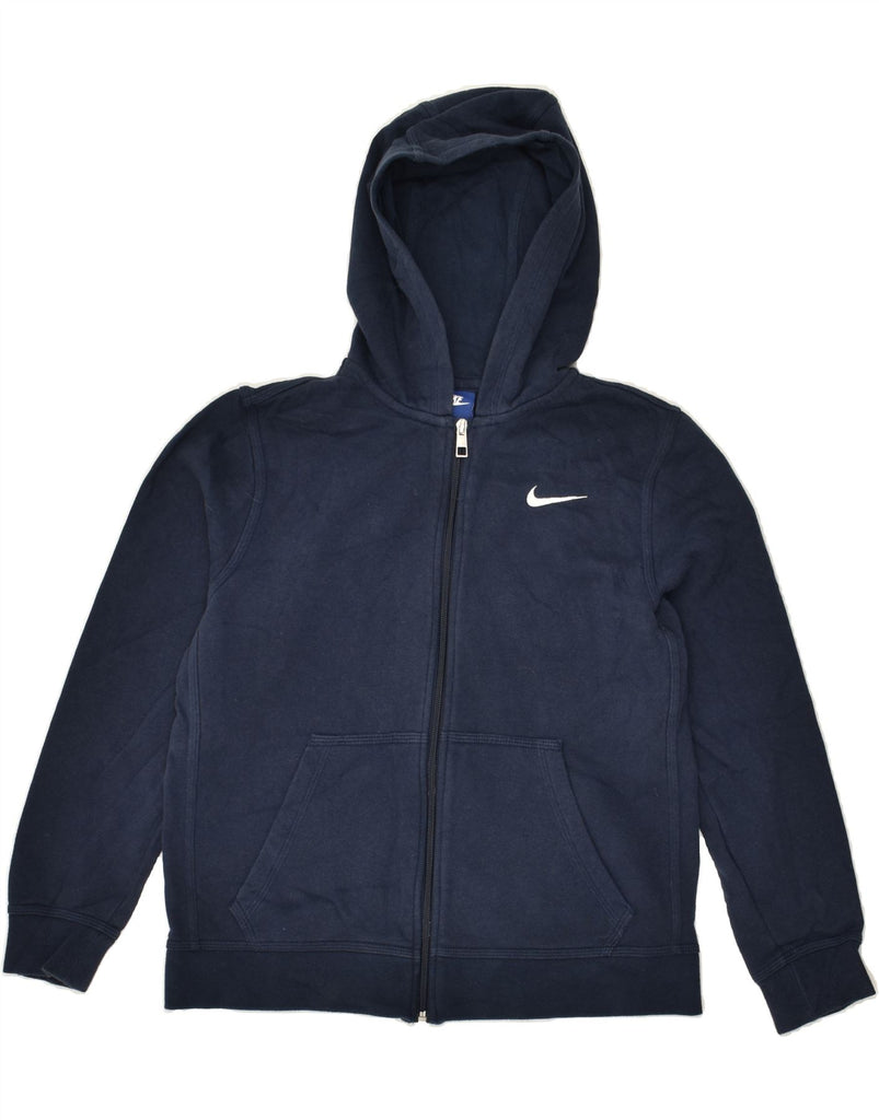 NIKE Boys Zip Hoodie Sweater 12-13 Years Large Navy Blue Cotton | Vintage Nike | Thrift | Second-Hand Nike | Used Clothing | Messina Hembry 