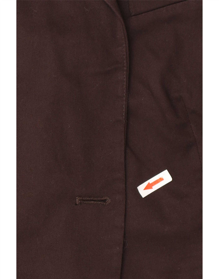 Zara Womens Open Blazer Jacket UK 14 Large Brown Cotton