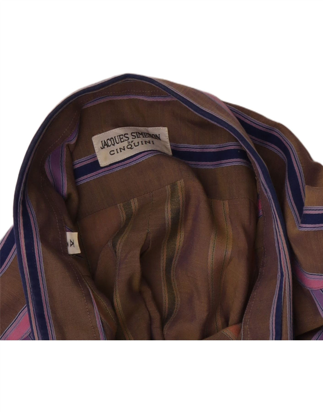 Vintage Mens Short Sleeve Shirt Large Brown Striped