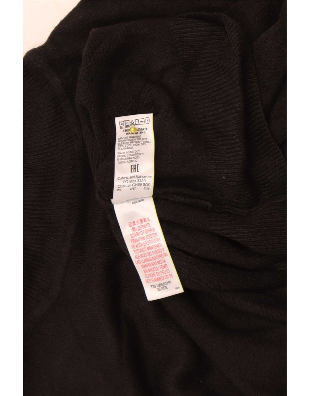 Marks & Spencer Womens Roll Neck Jumper Sweater UK 16 Large Black Acrylic