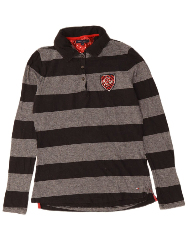 Tommy Hilfiger Girls Rugby Polo Shirt 13-14 Years Medium Black Striped