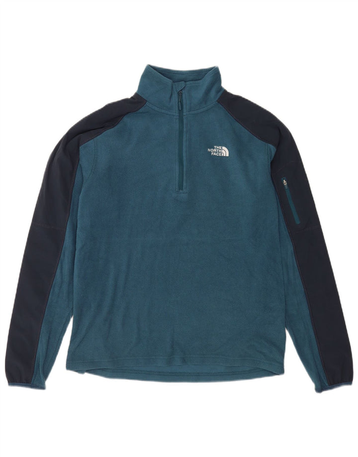 The North Face Mens Zip Neck Fleece Jumper Small Blue Colourblock Polyester