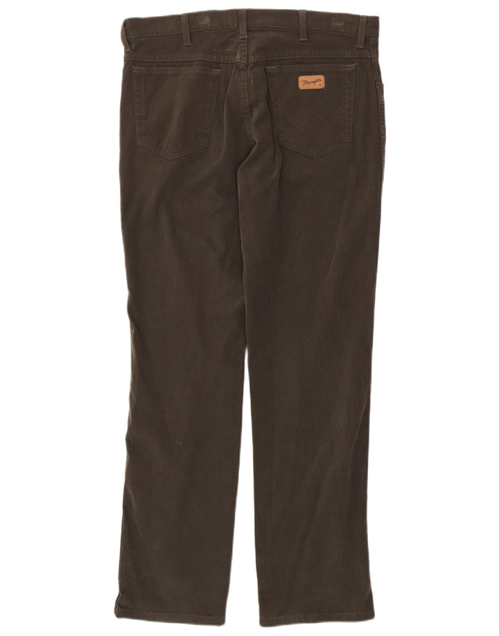 WRANGLER Mens Texas Stretch Straight Casual Trousers W36 L34 Brown Cotton