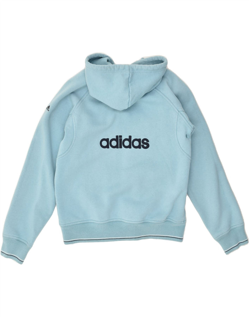 ADIDAS Womens Graphic Zip Hoodie Sweater UK 10 Small Blue | Vintage Adidas | Thrift | Second-Hand Adidas | Used Clothing | Messina Hembry 