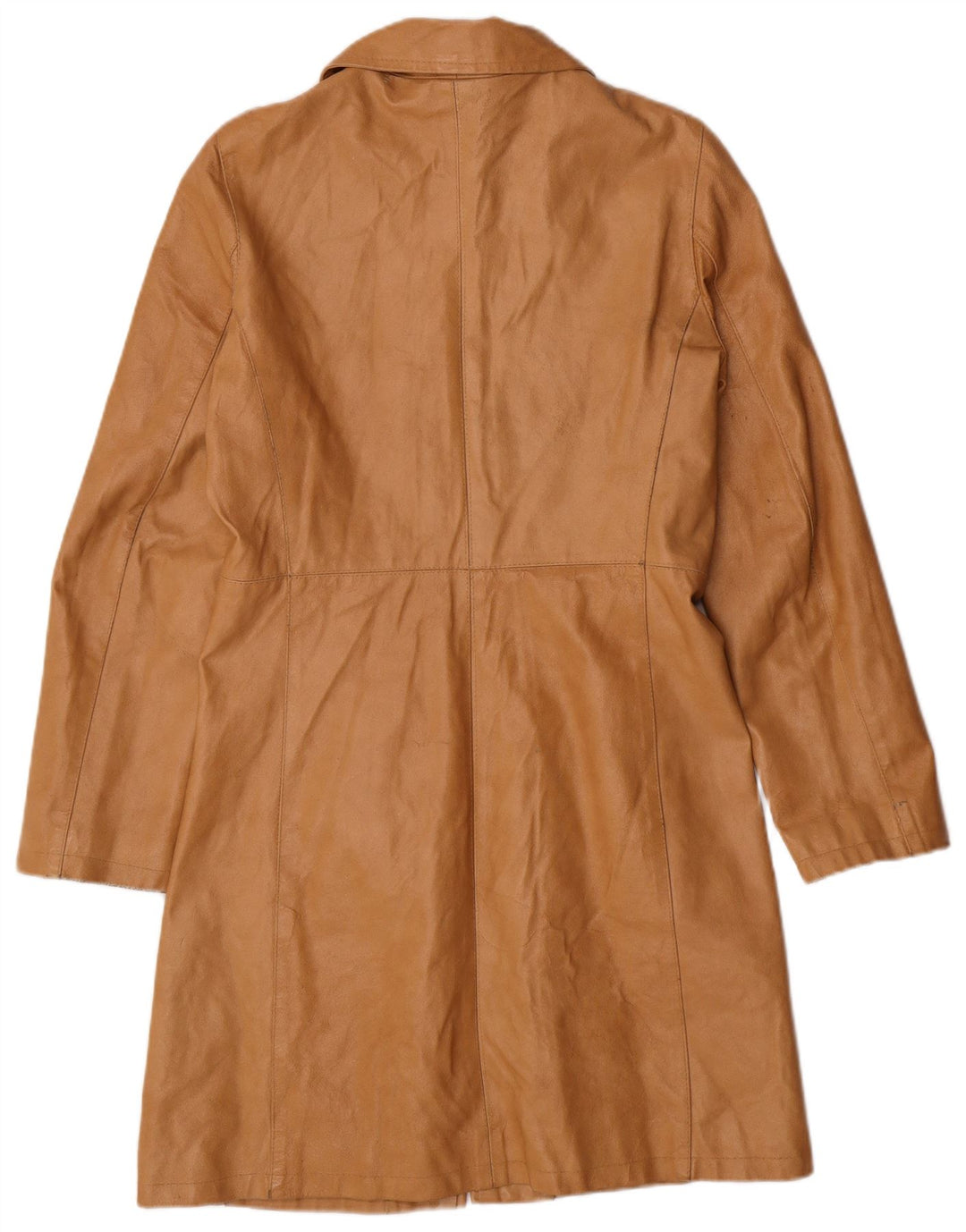 COLOMBUS Womens Full Zip Leather Coat IT 42 Medium Beige Leather