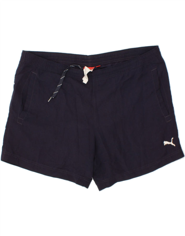 PUMA Mens Graphic Sport Shorts Large  Navy Blue Polyester Vintage Puma and Second-Hand Puma from Messina Hembry 
