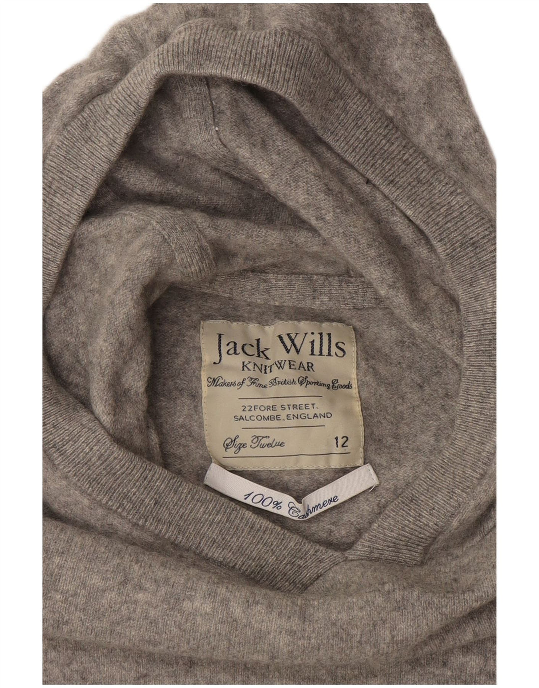 JACK WILLS Womens Crop Hooded Jumper Sweater UK 12 Medium  Grey Cashmere
