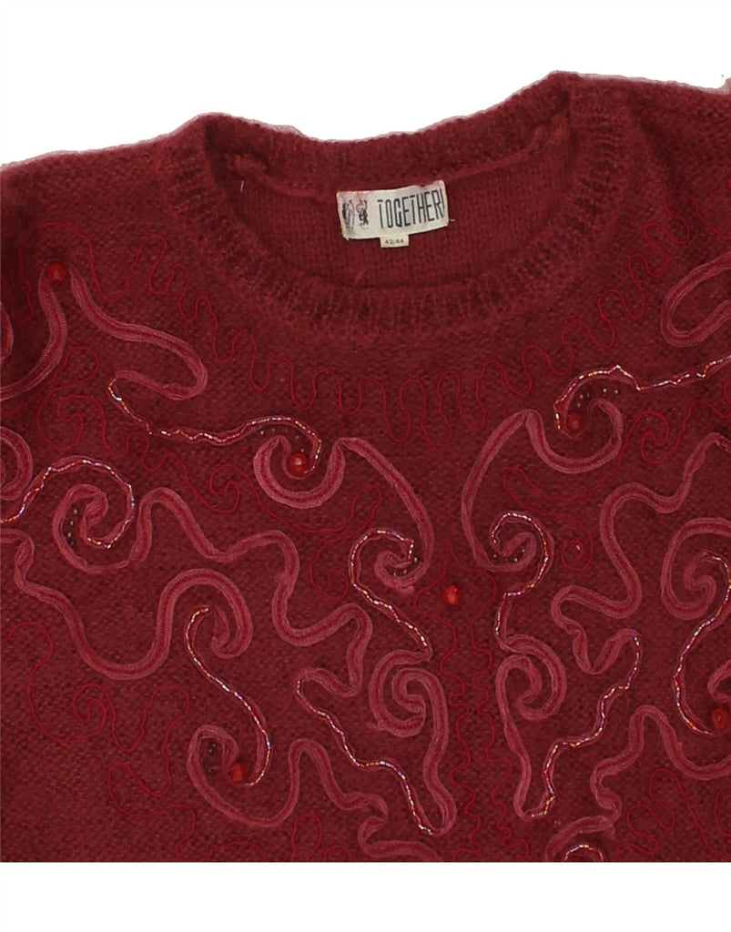 VINTAGE Womens Crew Neck Jumper Sweater IT 42/44 Medium Burgundy Mohair | Vintage Vintage | Thrift | Second-Hand Vintage | Used Clothing | Messina Hembry 