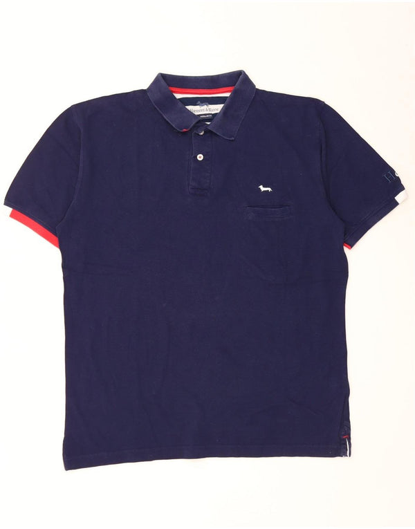 Harmont & Blaine Mens Regular Fit Polo Shirt XL Navy Blue Cotton