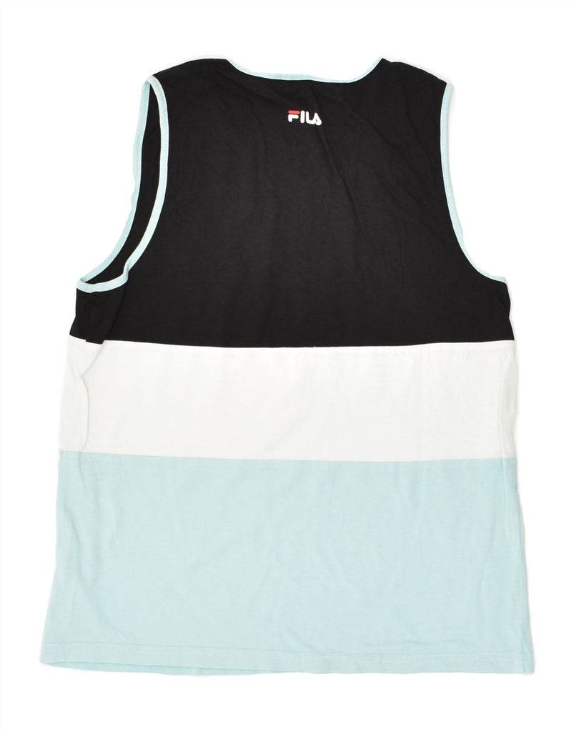 FILA Boys Graphic Vest Top 11-12 Years Black Colourblock Cotton | Vintage Fila | Thrift | Second-Hand Fila | Used Clothing | Messina Hembry 