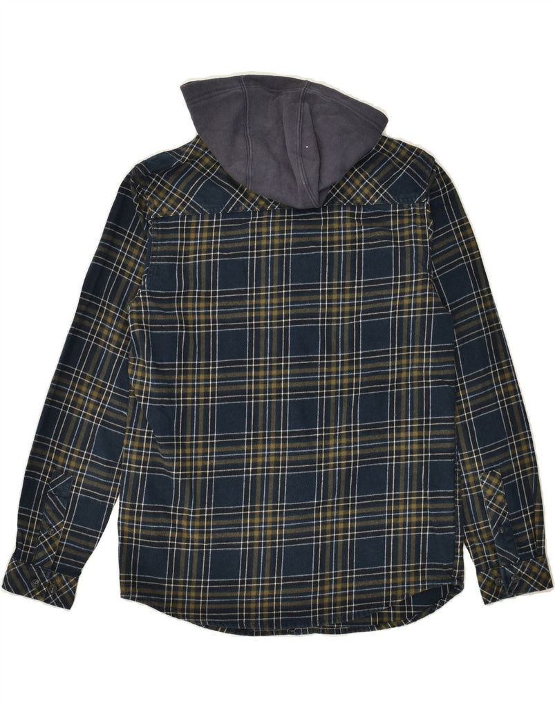 RIP CURL Boys Hooded Flannel Shirt 13-14 Years Navy Blue Check Cotton | Vintage Rip Curl | Thrift | Second-Hand Rip Curl | Used Clothing | Messina Hembry 