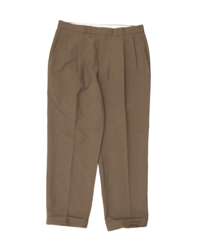 MARKS & SPENCER Mens Pegged Suit Trousers W34 L29 Beige Polyester Vintage Marks & Spencer and Second-Hand Marks & Spencer from Messina Hembry 