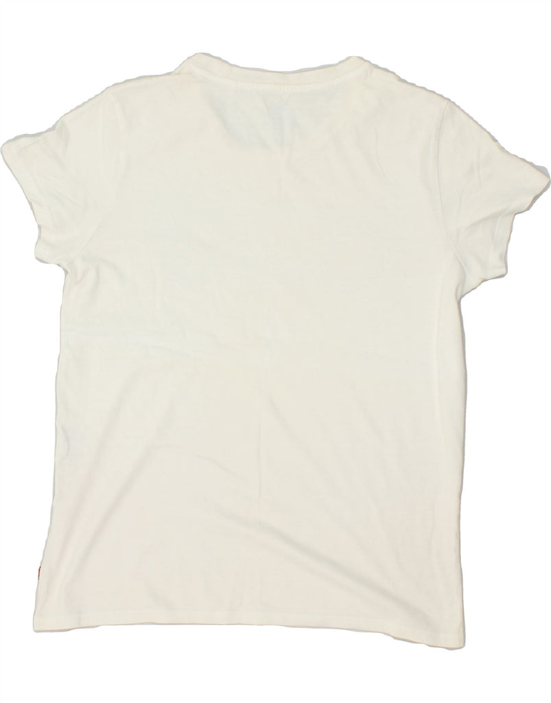 LEVI'S Womens Graphic T-Shirt Top UK 10 Small White Vintage Levi's and Second-Hand Levi's from Messina Hembry 