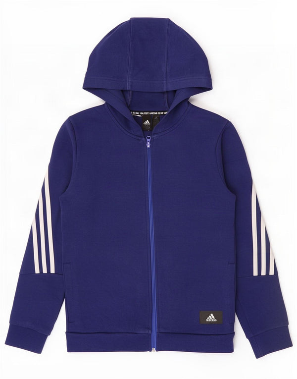Adidas Boys Zip Hoodie Sweater 11-12 Years Navy Blue Cotton