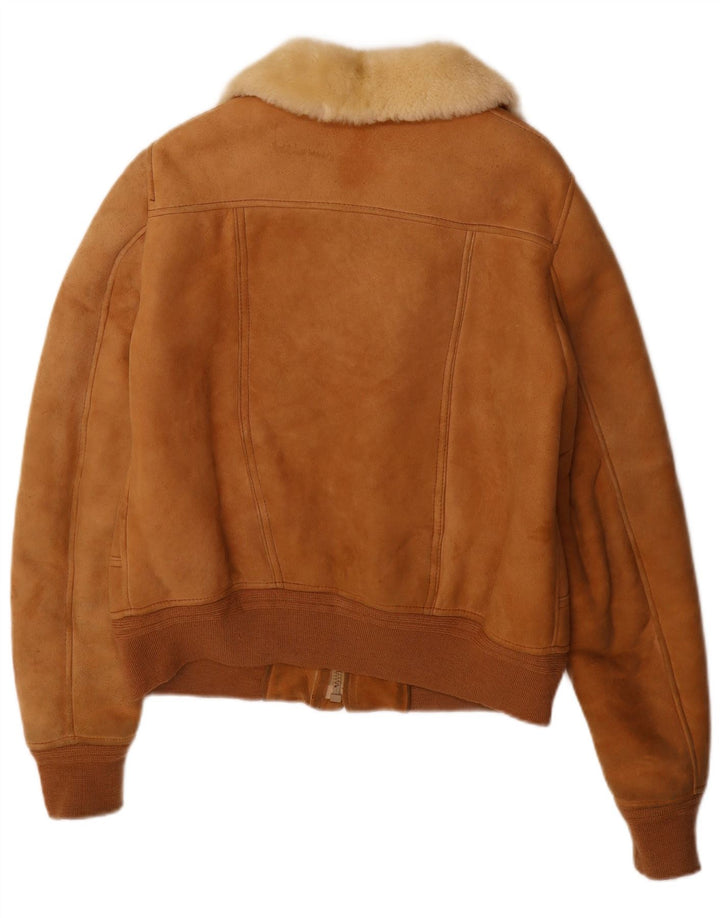 Vintage Mens Shearling Jacket UK 36 Small Beige