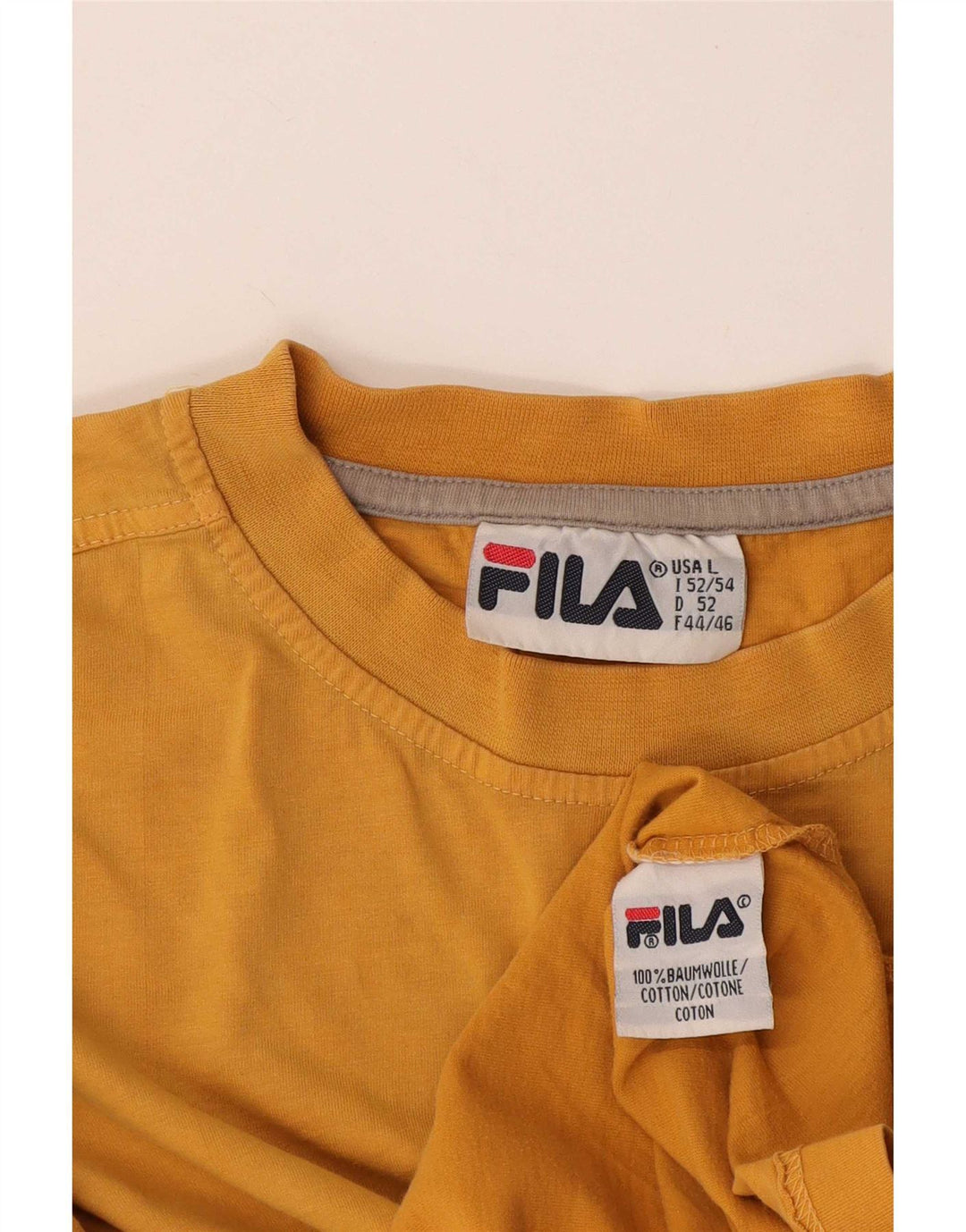 Fila Mens Graphic T-Shirt Top Large Yellow Cotton