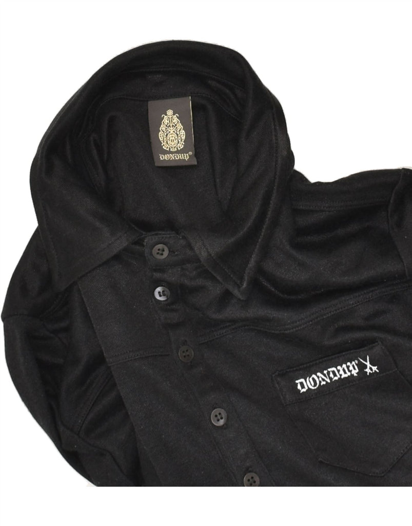 DONDUP Mens Long Sleeve Polo Shirt Medium Black Polyester | Vintage Dondup | Thrift | Second-Hand Dondup | Used Clothing | Messina Hembry 