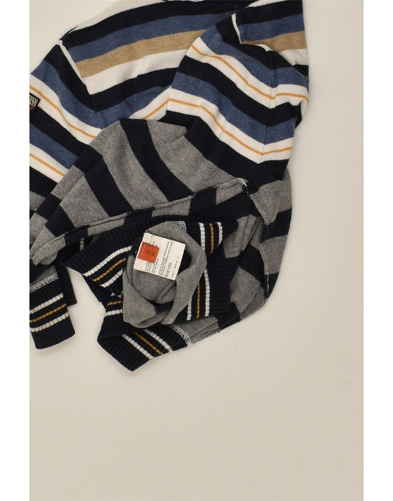 NAPAPIJRI Boys Crew Neck Jumper Sweater 7-8 Years Grey Striped Cotton | Vintage Napapijri | Thrift | Second-Hand Napapijri | Used Clothing | Messina Hembry 