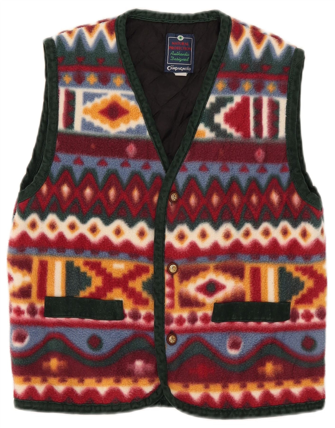 F.LLI CAMPAGNOLO Boys Fleece Gilet 7-8 Years Multicoloured Geometric