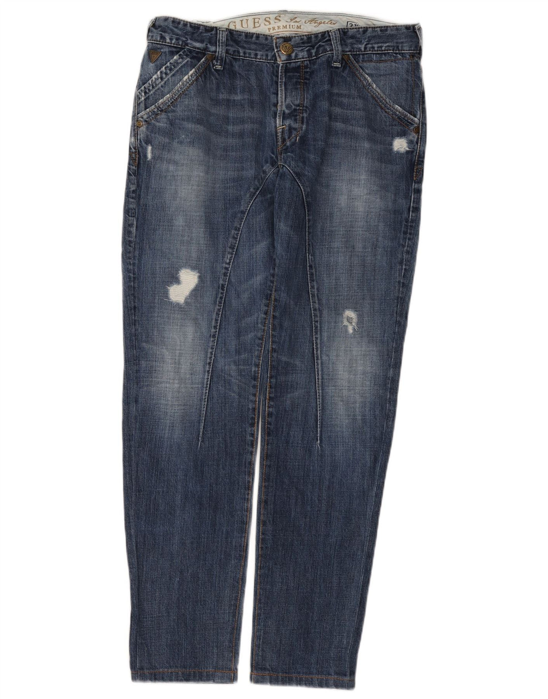 Guess Mens Distressed Slim Jeans W31 L30 Blue Cotton