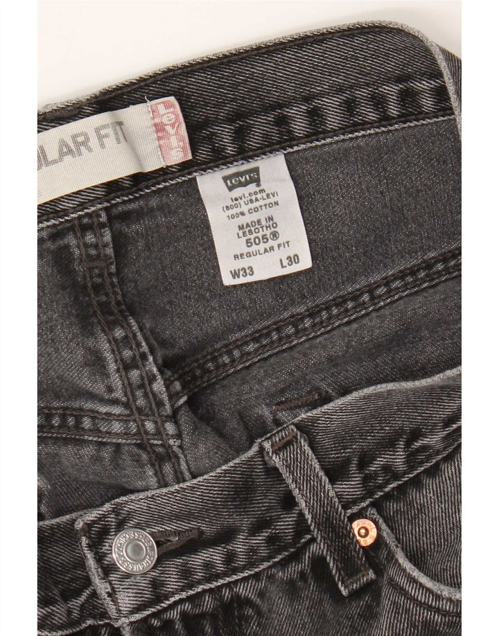 Levi's Mens 505 Regular Fit Straight Jeans W33 L30 Grey Cotton