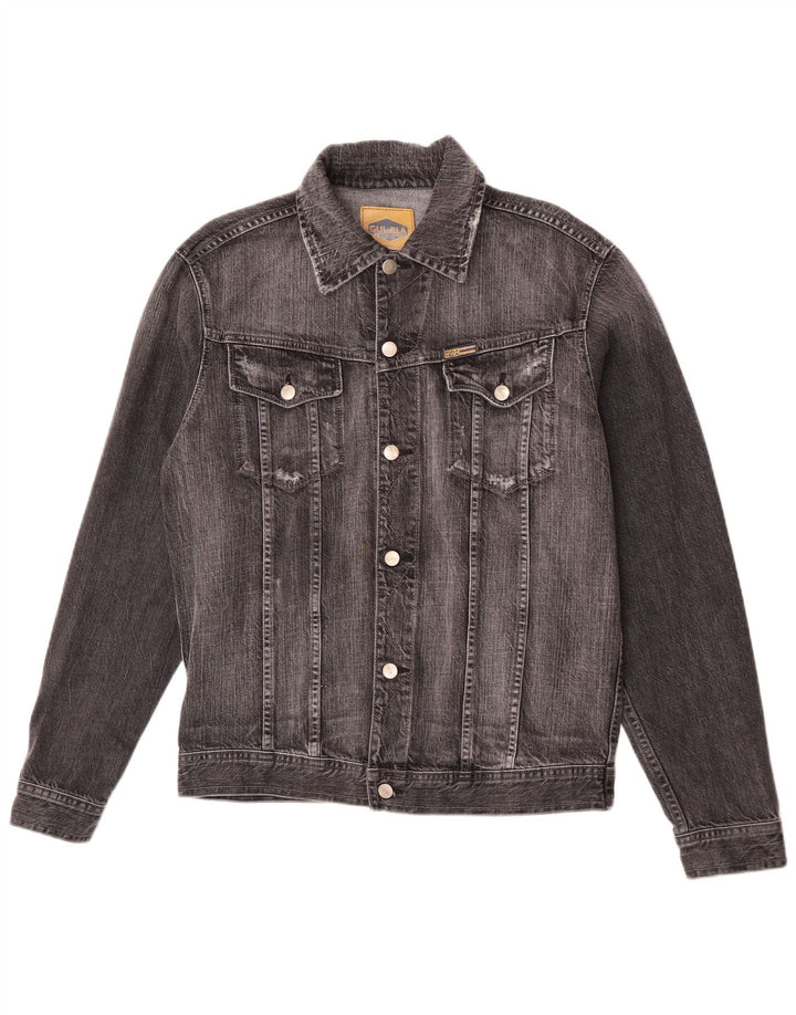 Vintage Mens Denim Jacket UK 42 XL Black Cotton
