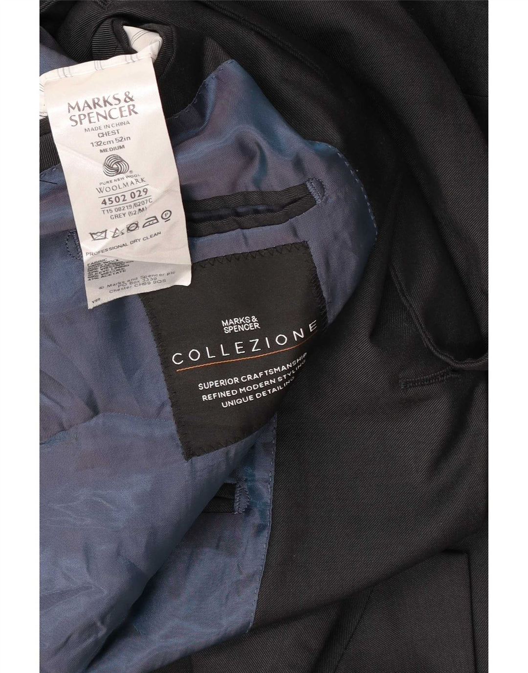 Marks & Spencer Mens 3 Button Blazer Jacket UK 52 3XL Grey Wool