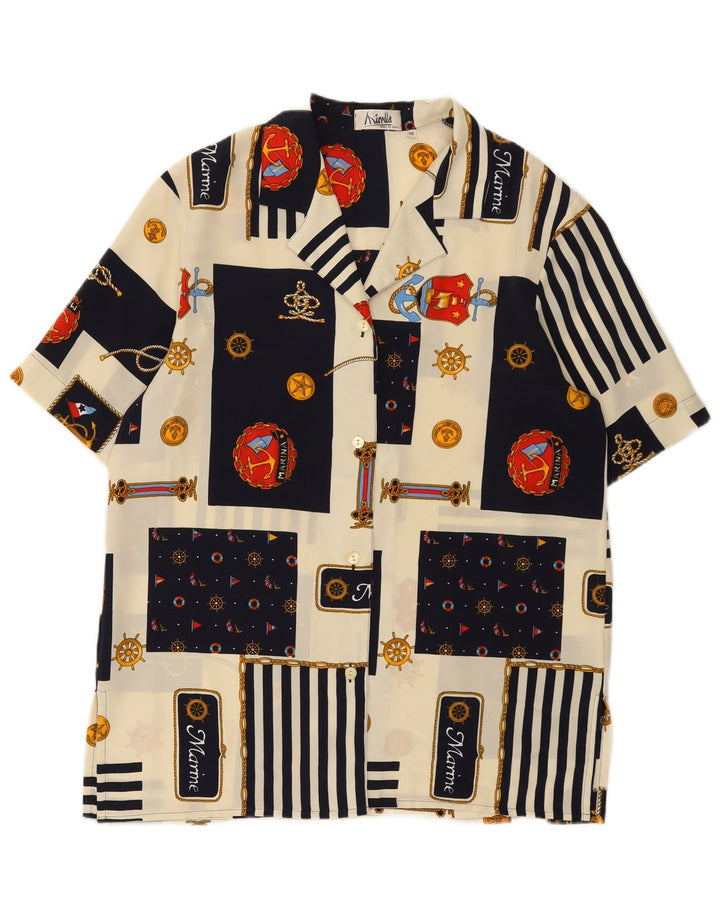 Mirella Womens Shirt Blouse IT 46 Large Multicoloured Patchwork Nautical